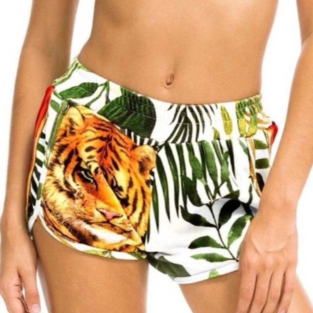 Aviator Nation Tiger-Print Velour Shorts — Women’s M / Unisex